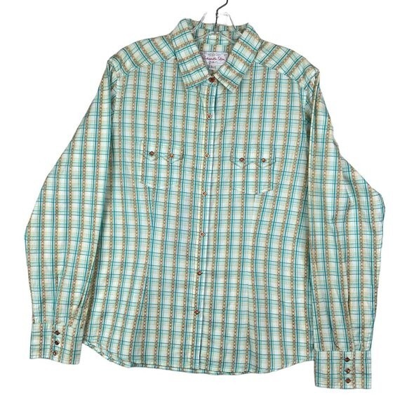 Panhandle Slim Women’s L Western Snap-Button Shirt – Green Plaid, NWT - Picture 11 of 11